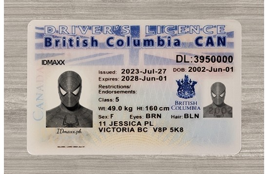 British Columbia Fake id front side