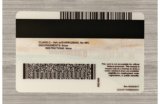California Fake id front side