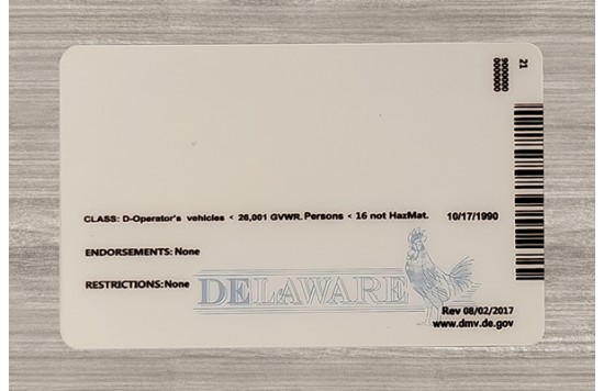 Delaware Fake id front side