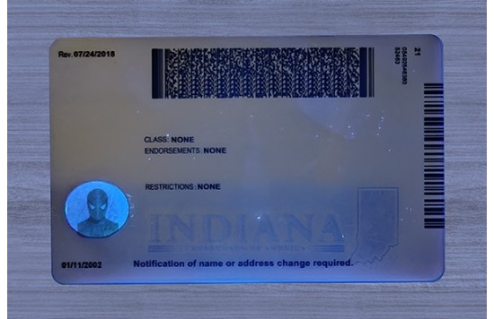 Indiana Fake id front side
