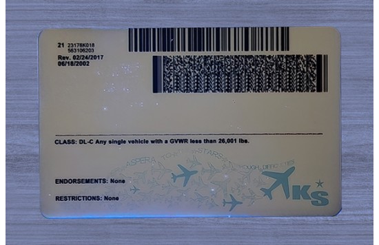 Kansas Fake id front side