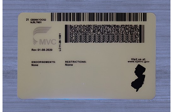 New Jersey Fake id front side