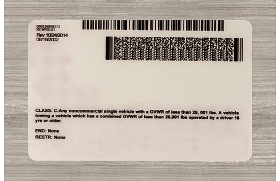 North Carolina Fake id front side