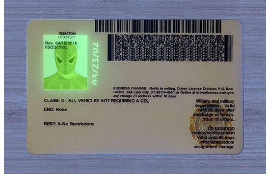 Utah Fake id front side