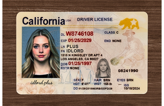 California Fake id front side