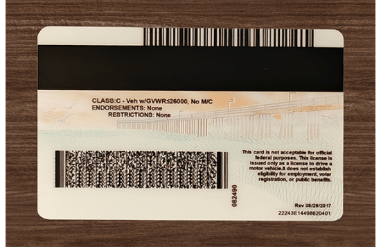 California Fake id front side