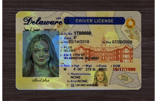 Delaware Fake id front side