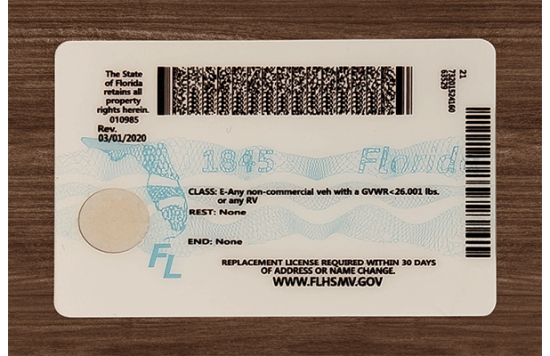 Florida Fake id front side