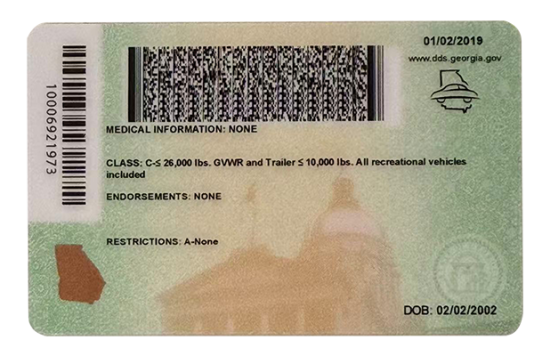 Georgia Fake id front side