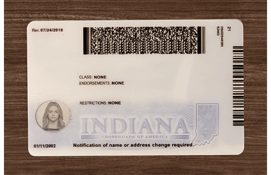 Indiana Fake id front side
