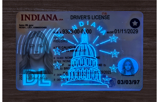 Indiana Fake id front side