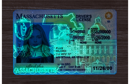 Massachusetts Fake id front side