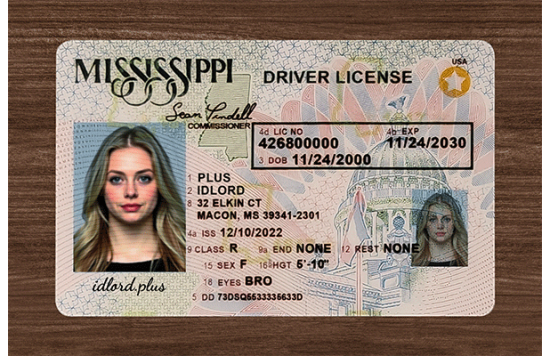 Mississippi Fake id front side