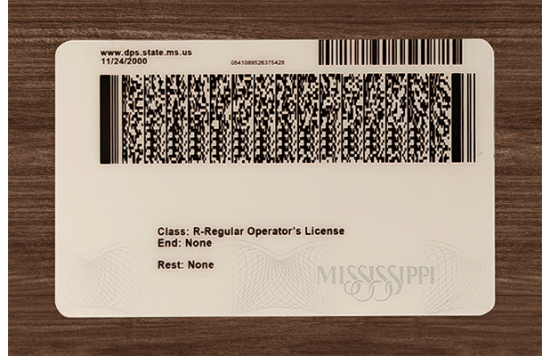 Mississippi Fake id front side