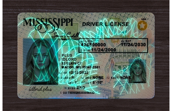 Mississippi Fake id front side