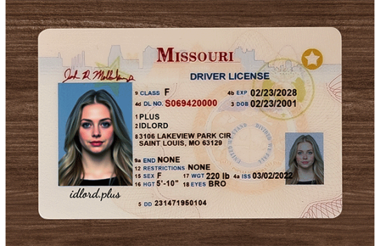 	 Missouri Fake id front side