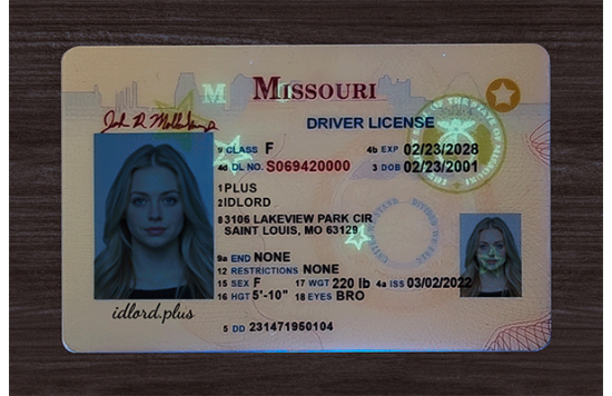 	 Missouri Fake id front side