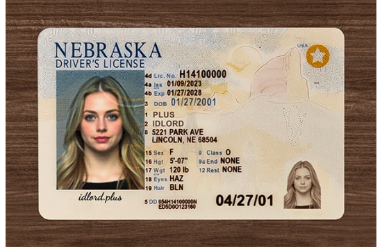 Nebraska Fake id front side