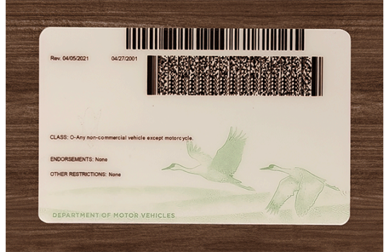 Nebraska Fake id front side