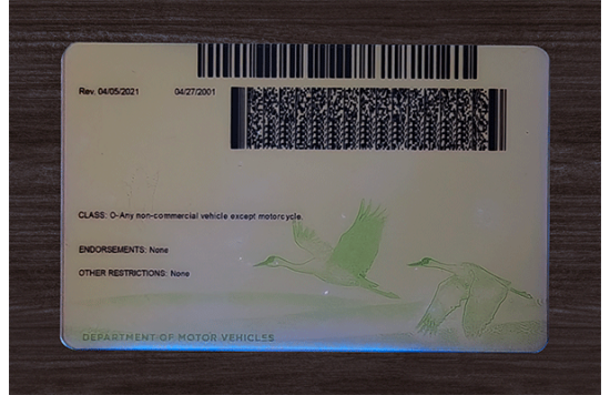 Nebraska Fake id front side