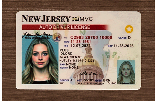 New Jersey Fake id front side