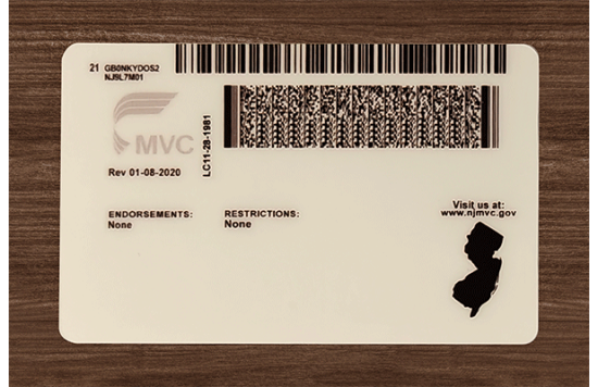 New Jersey Fake id front side