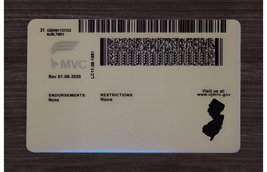 New Jersey Fake id front side