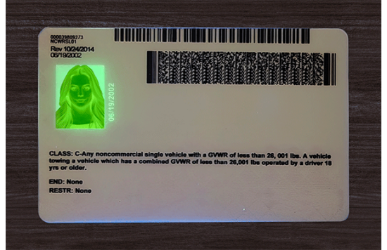 North Carolina Fake id front side