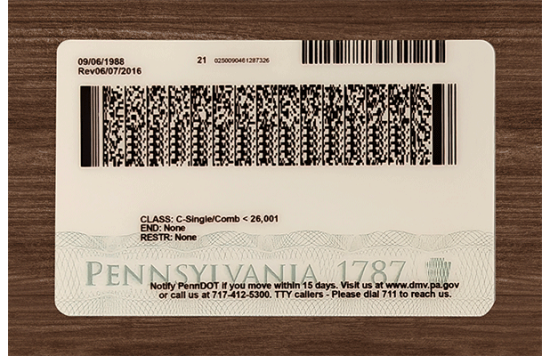 Pennsylvania Fake id front side