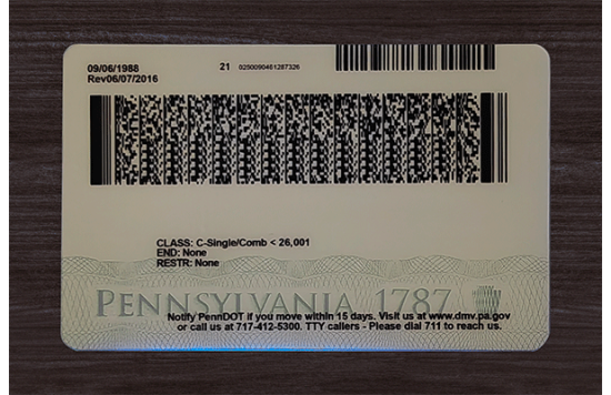 Pennsylvania Fake id front side