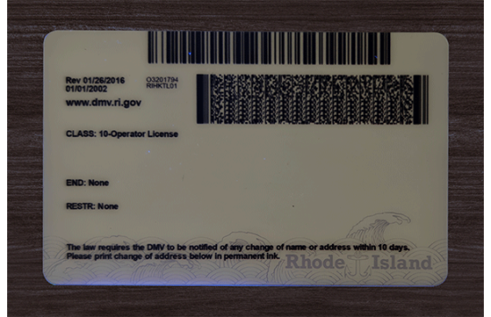 Rhode Island Fake id front side