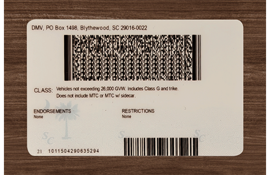 South Carolina Fake id front side