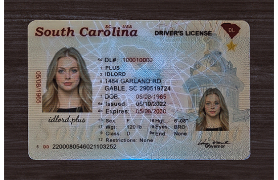 South Carolina Fake id front side