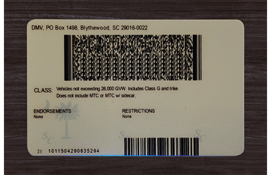 South Carolina Fake id front side