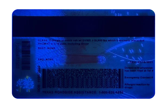 Texas Fake id front side