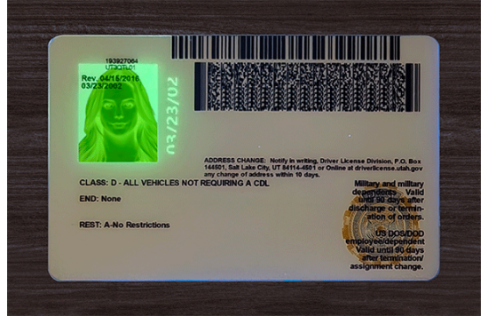 Utah Fake id front side