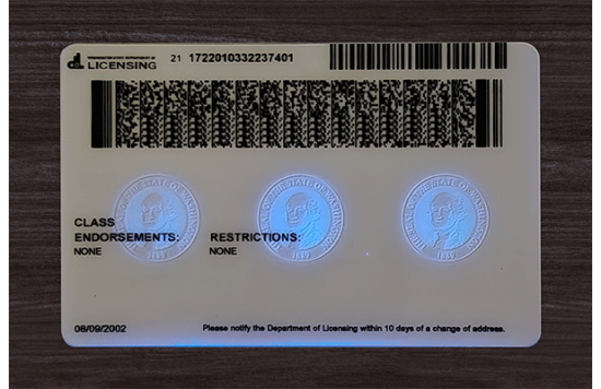 Washington Fake id front side